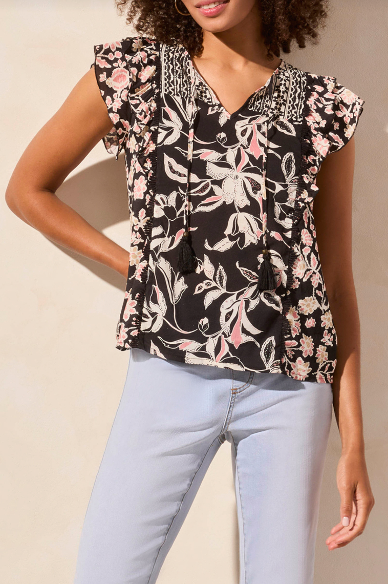 Flutter Sleeve Floral Blouse