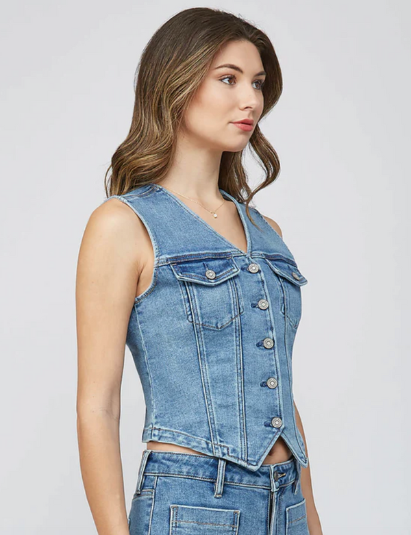 Denim Vest-Medium Wash