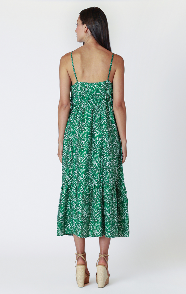 Fern Print Drawstring Maxi Dress