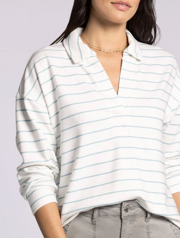 Taylor Striped Pullover Polo Top
