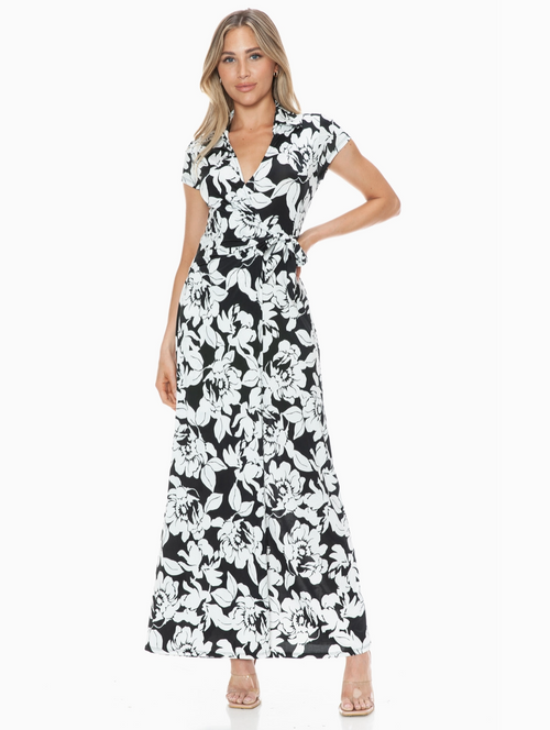 Faux Wrap Floral Maxi Dress