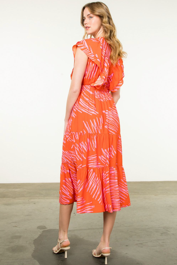 Flutter Sleeve Tiered Maxi Dress
