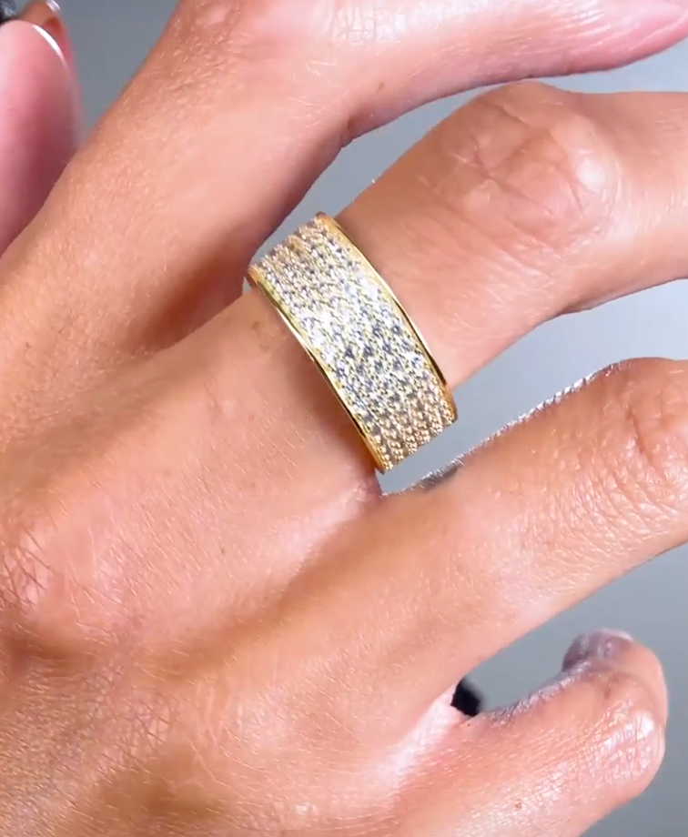 Cigar Band Pave Ring