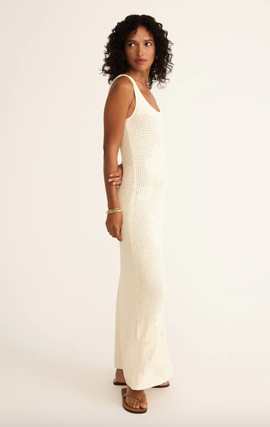 praya fleur crochet midi dress Z Supply Praya Fleur Crochet Dress