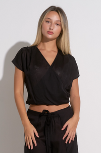 Cropped Crossover Blouse
