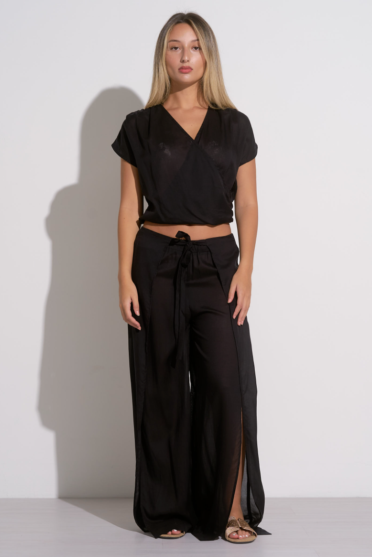 Cropped Crossover Blouse