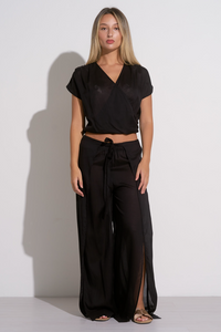 Cropped Crossover Blouse