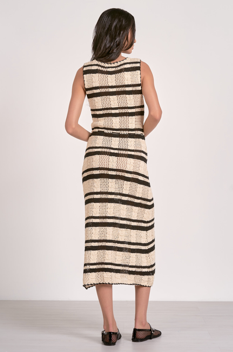 Stripe Crochet Midi Dress
