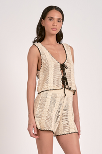 Tie Front Crochet Vest