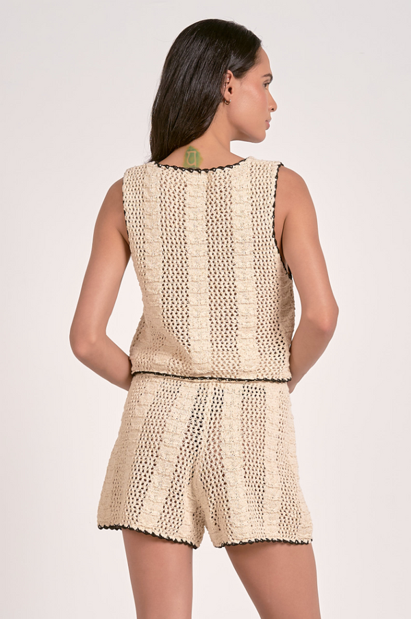 Tie Front Crochet Vest