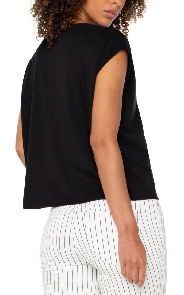 Black Dolman Sleeve V-neck Top