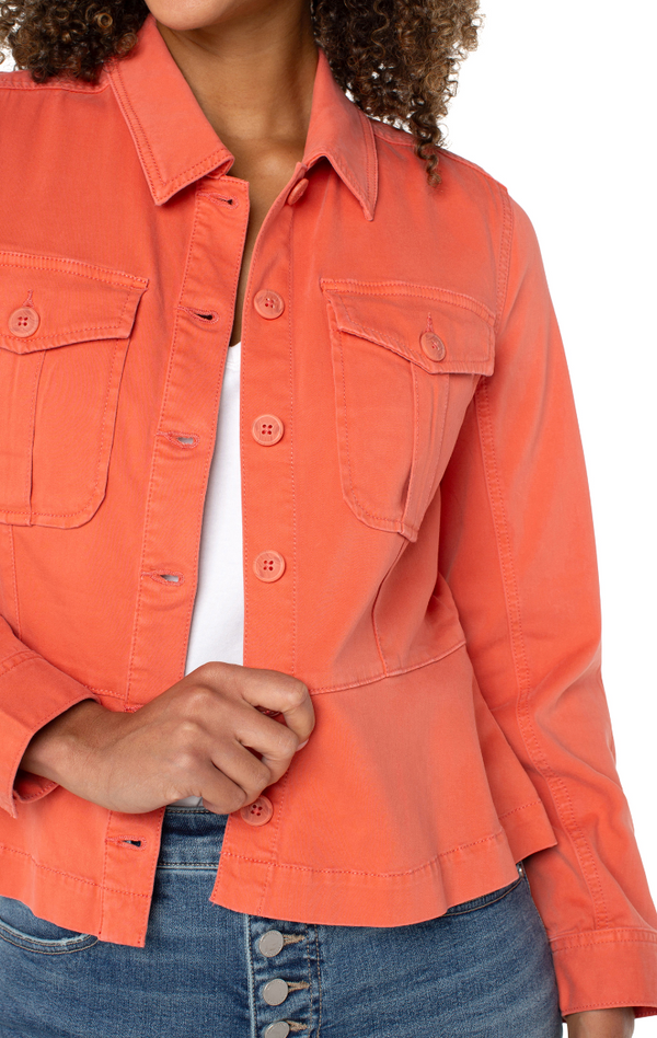 Peplum Hem Denim Jacket