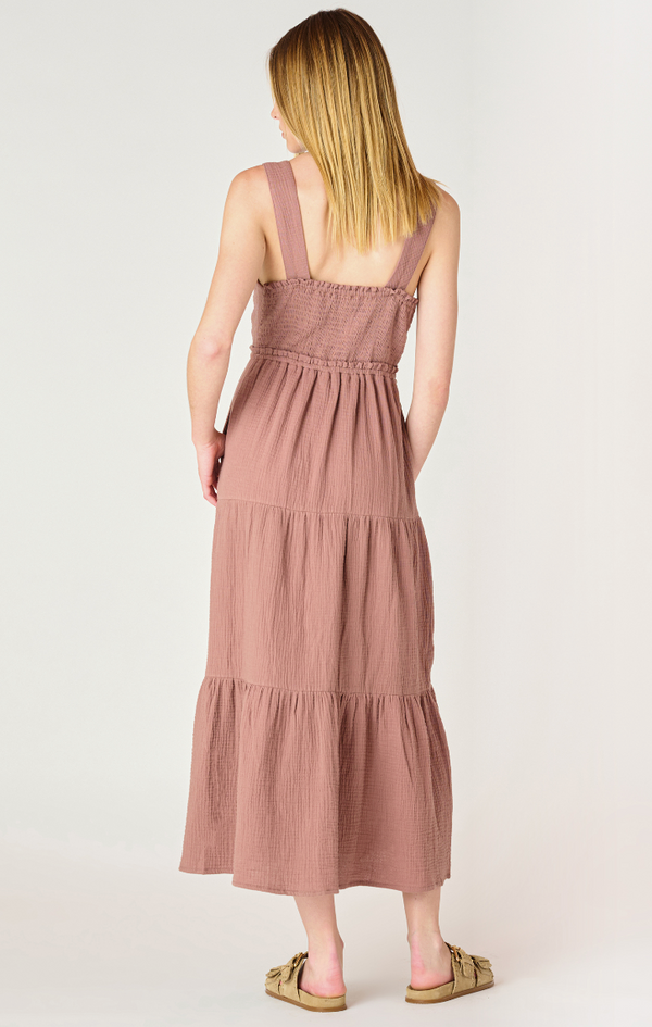 Rose Taupe Textured Midi Dress