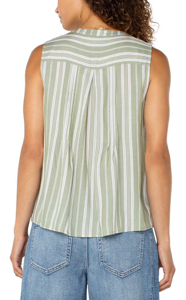Sleeveless Striped Popover Blouse