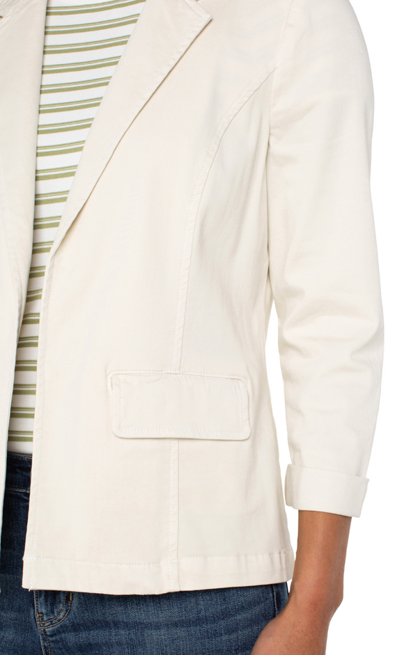 Stretch Twill Fitted Blazer-Bone