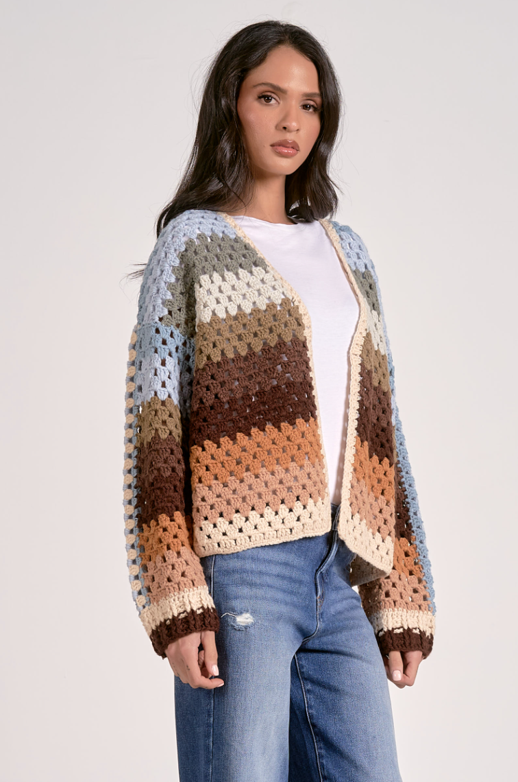 Elan Stripe Crochet Sweater