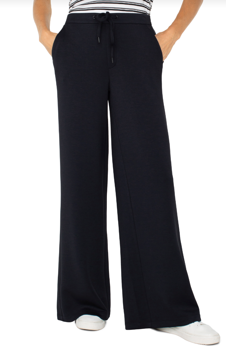 Liverpool Pull On Wide Leg Pant-Black
