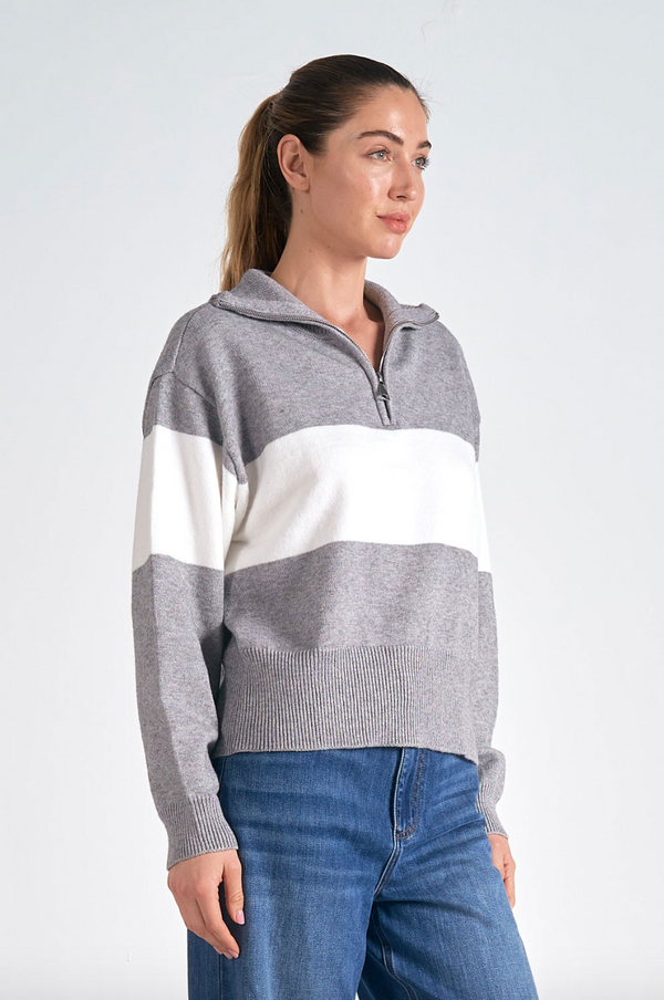 ELN Collared Stripe Sweater