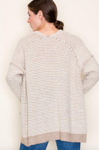 STC Tonal stripe Cardi-Stone