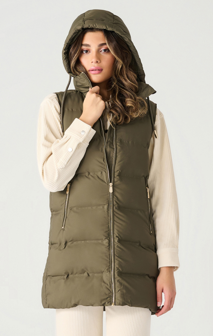 DEX Long Hooded Vest-Green