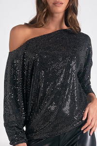 ELN Off Shoulder Shimmer Top