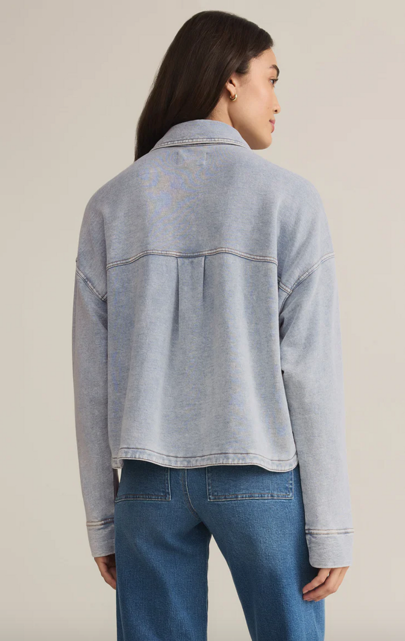 Zsup Crop Knit Denim Shirt