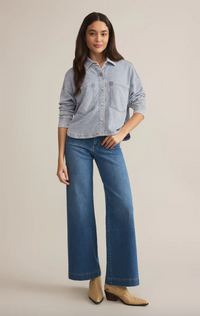 Zsup Crop Knit Denim Shirt