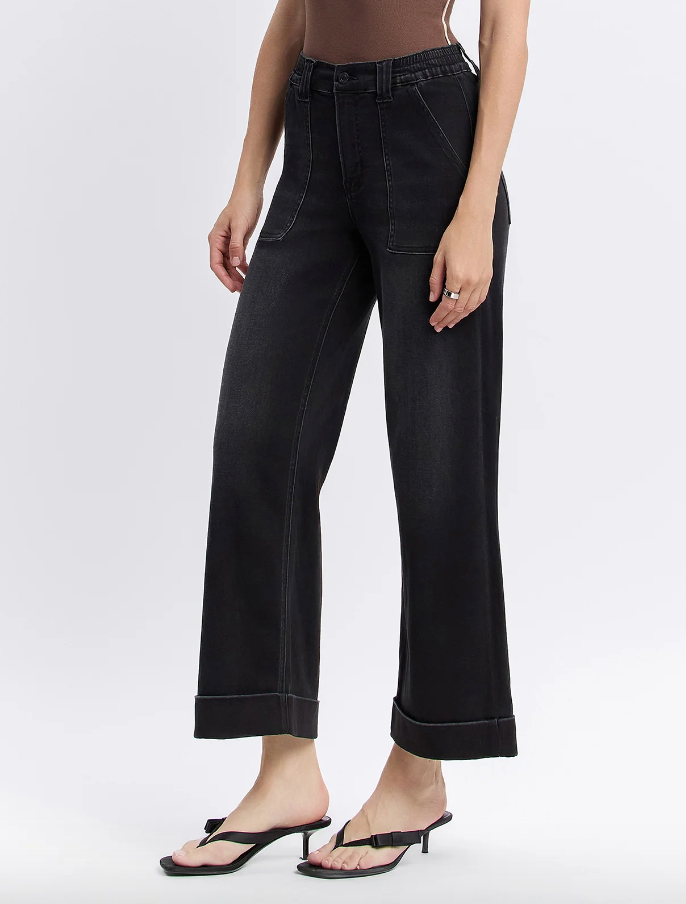 VET Cuffed Wide Jean-Black