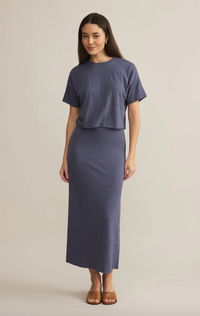 Delavine Textured Midi Skirt