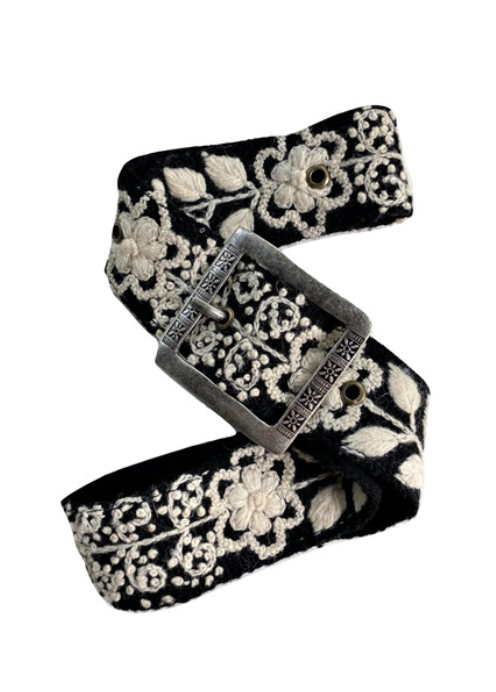 Embroidered Fabric Belt