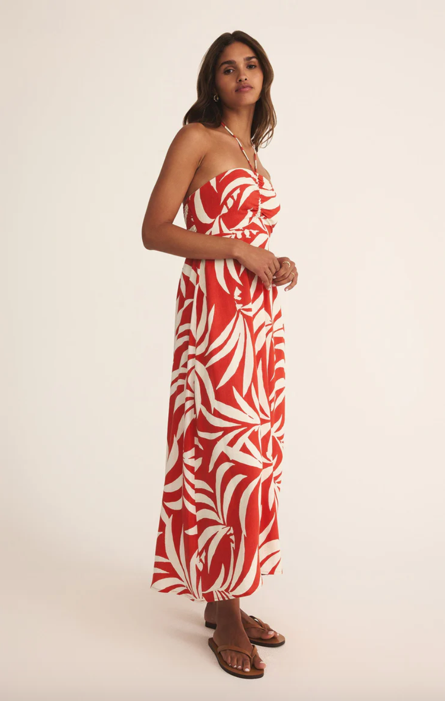 Z Supply Elodi Palm Floral Midi Dress