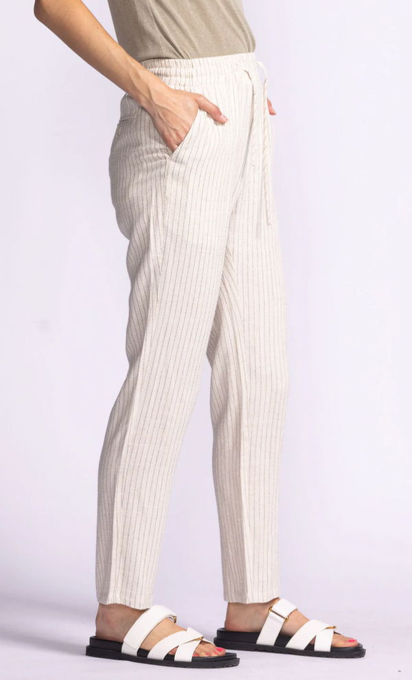 Striped Beige Linen Pant