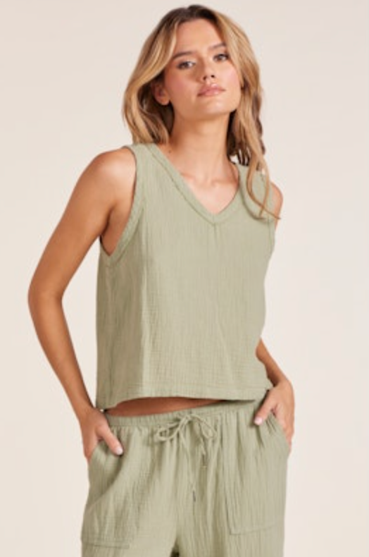 Beach Gauze Tank-Juniper
