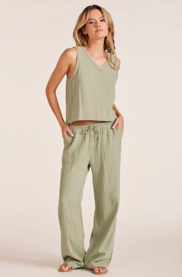 Wide Leg Beach Gauze Pant-Juniper