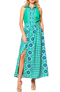 Ciebon Collared Halter Maxi Dress-Green