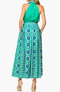 Ciebon Collared Halter Maxi Dress-Green