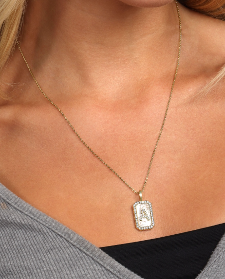 MM Double Sided Initial Tag Necklace