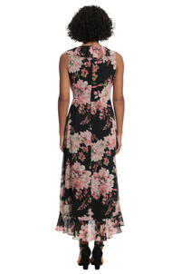 Floral Wrap Maxi Dress-Black