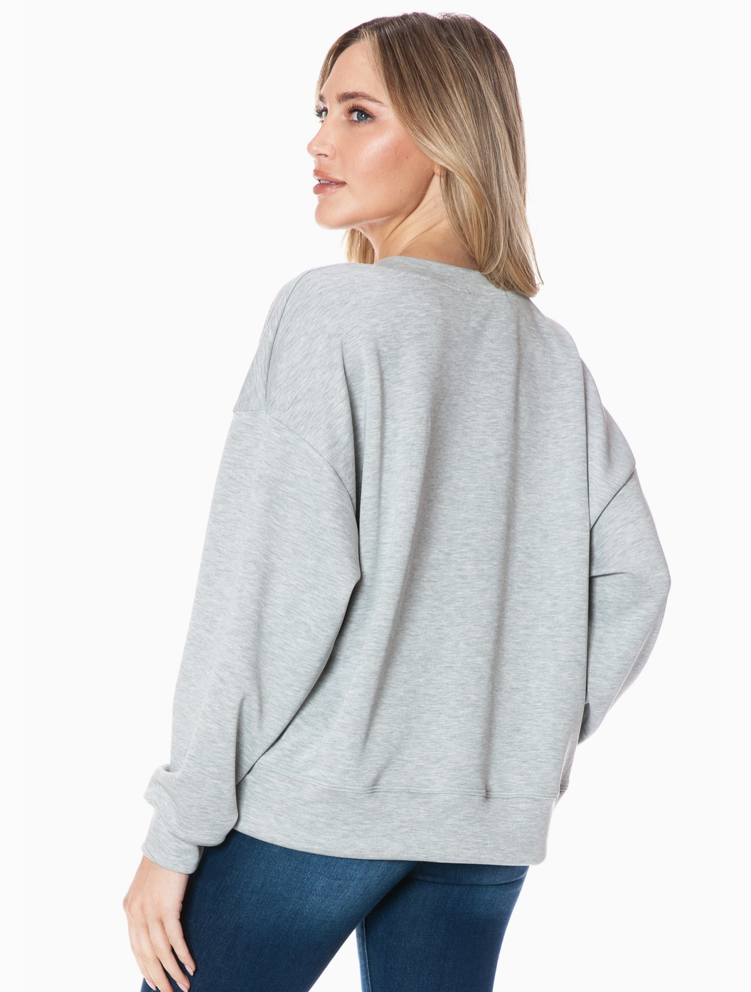 V-neck Scuba Top-H.Grey