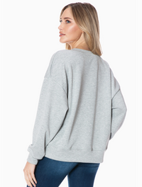 V-neck Scuba Top-H.Grey