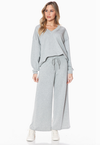 V-neck Scuba Top-H.Grey