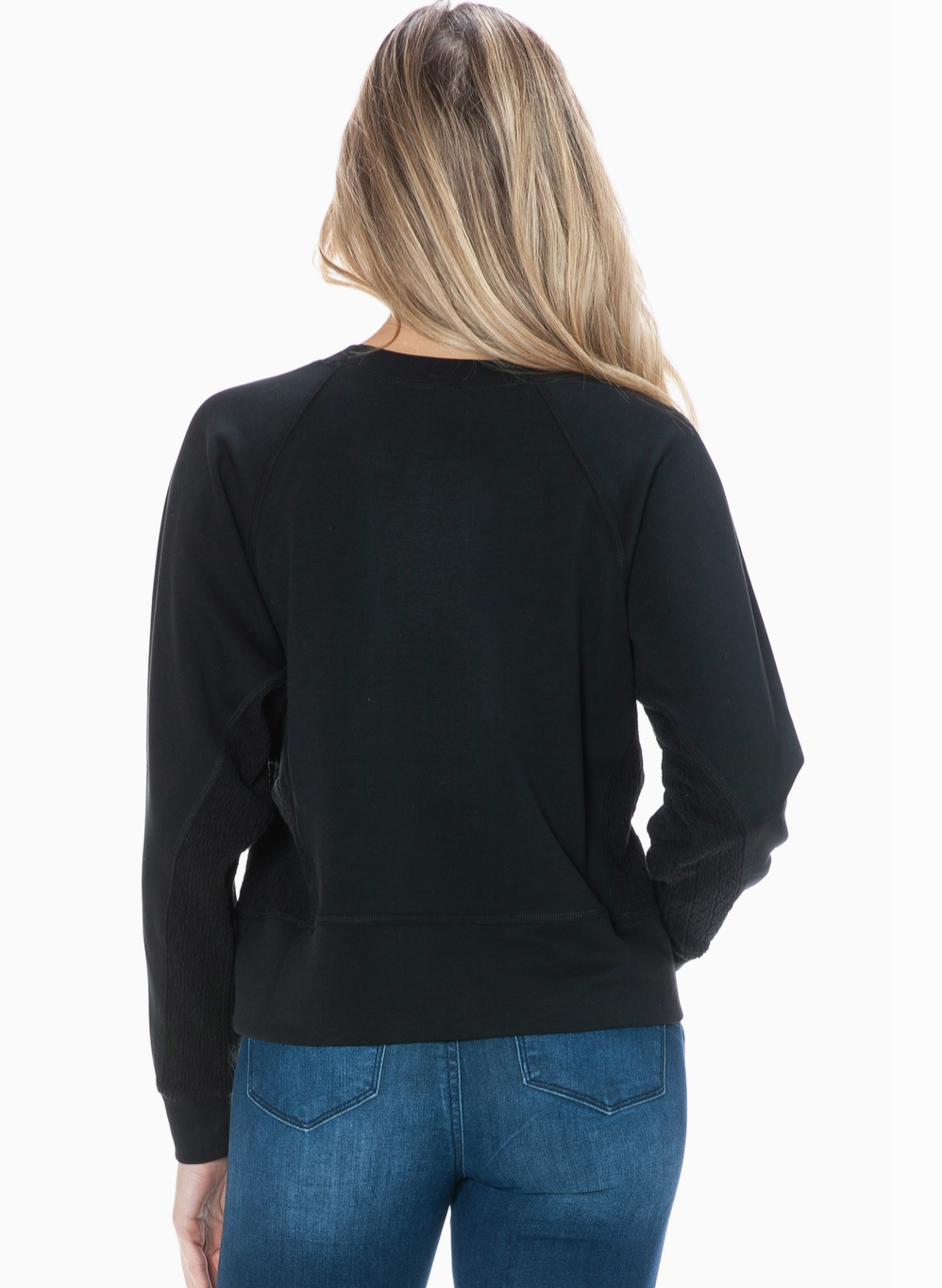 Mixed Media Scuba Top-Black