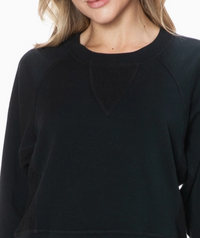 Mixed Media Scuba Top-Black