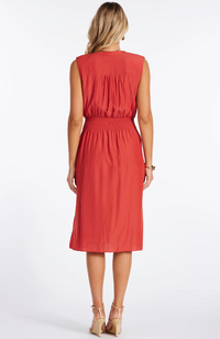 Satin Belted Dress-Hibiscus