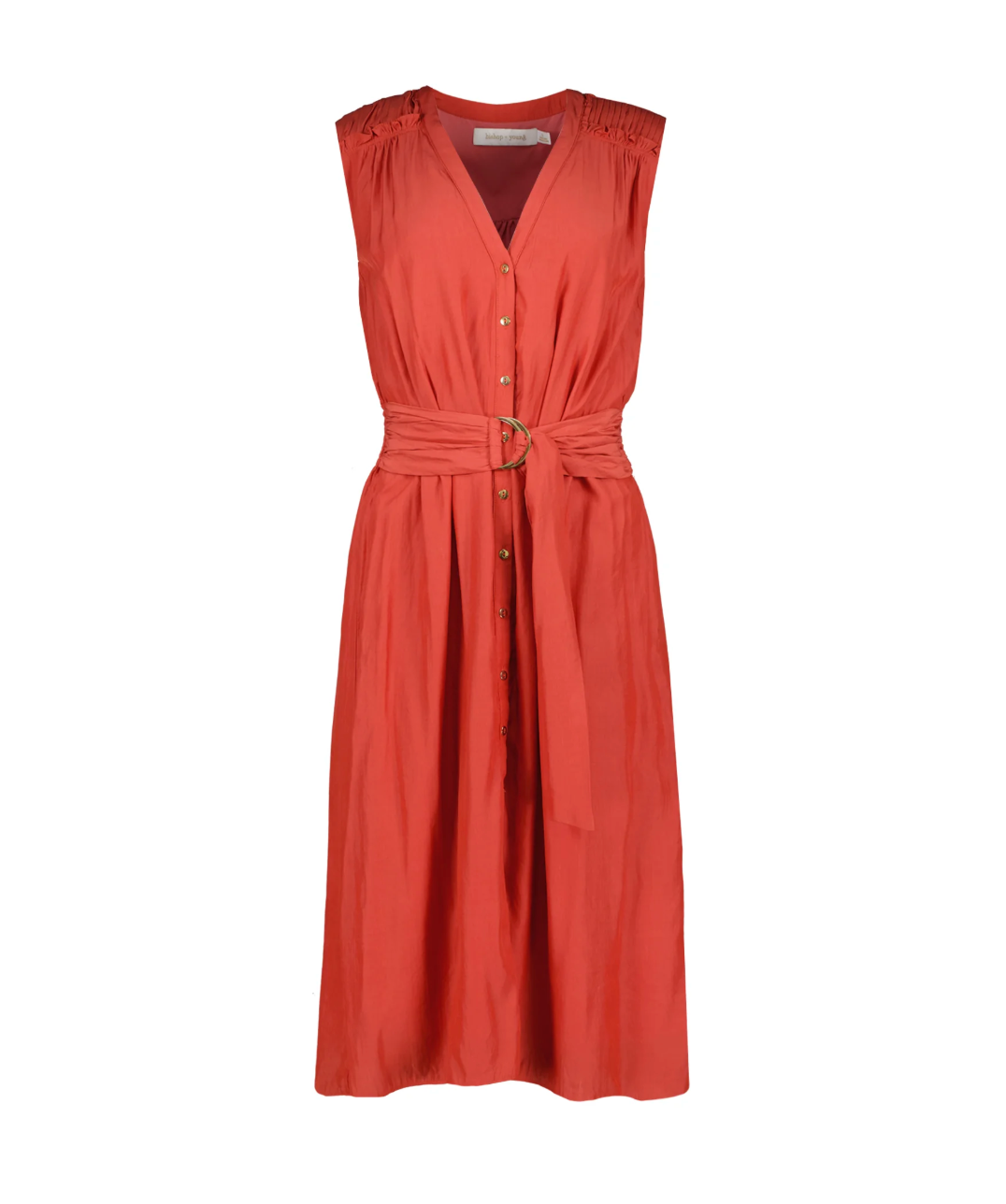 Satin Belted Dress-Hibiscus