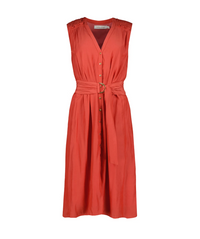 Satin Belted Dress-Hibiscus