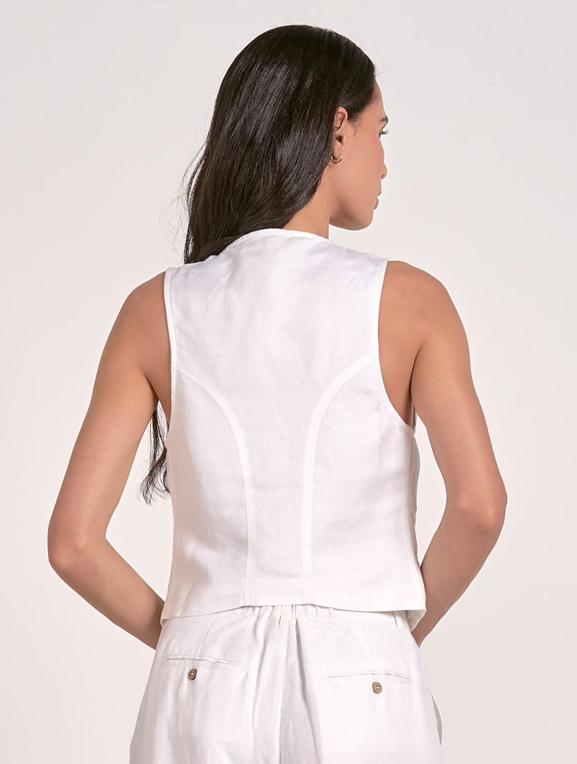 Linen Vest - White