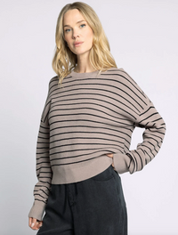 Ely Striped Sweater-Taupe