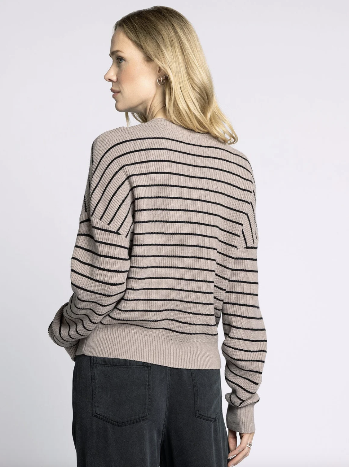 Ely Striped Sweater-Taupe