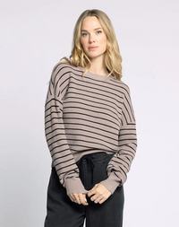Ely Striped Sweater-Taupe